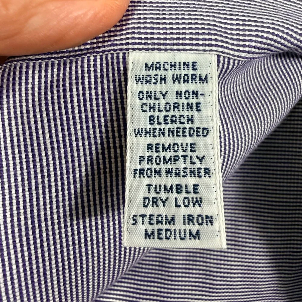 Polo Ralph Lauren Philip Dress Shirt 16 34 Purple White Micro Stripe French Cuff